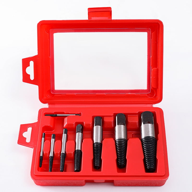 Manual Screw Extractor Slotted Broken Bolt Extractor 8pcs, Steel Broken Screw Bolt Extractors