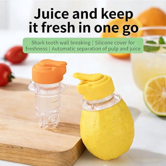 Manual Screw-Top Lemon Squeezer, Mini Fruit Juicer with Built-In Filter & Spout, Heavy-Duty Construction for Orange Lemon Jalapeno Home Kitchen Fresh Squeezing, Orange
