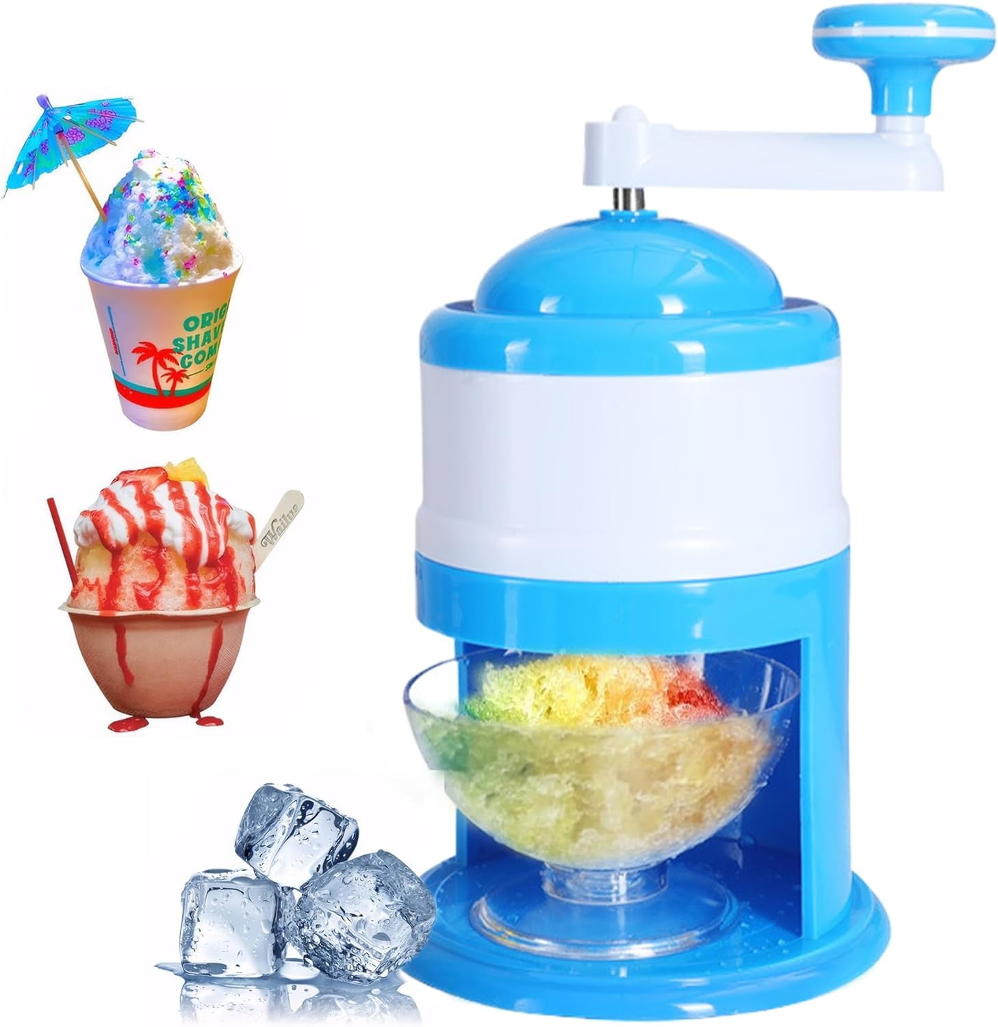 Manual Shaved Ice Machine : Portable Ice Shaver Machine for Making Smoothies and Cold Drinks,Mini Ice Crushers for Home Use,Ice Shaver for Outdoor Picnics Camping Use