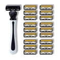 Hand Shave Razer Manual Shaving Razor Set Grey Handle 18/24/36 Blades Moisturizing Strip ...