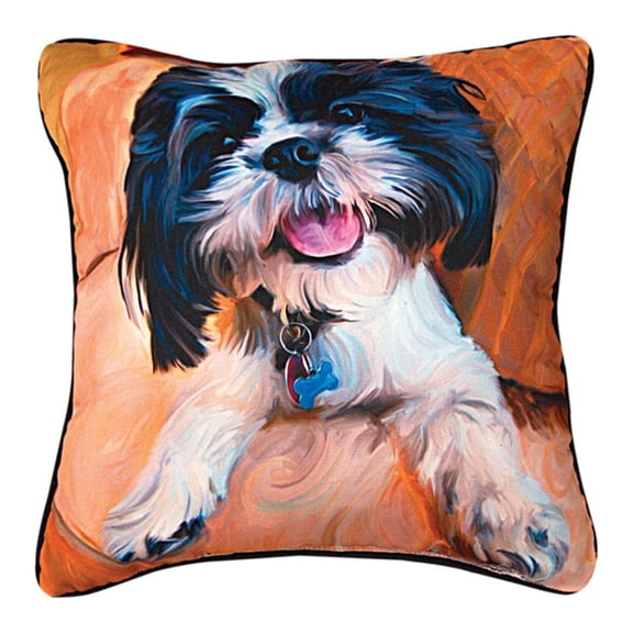 Manual Shih Tzu Baby Paws and Whiskers Decorative Square Pillow, 18-Inch