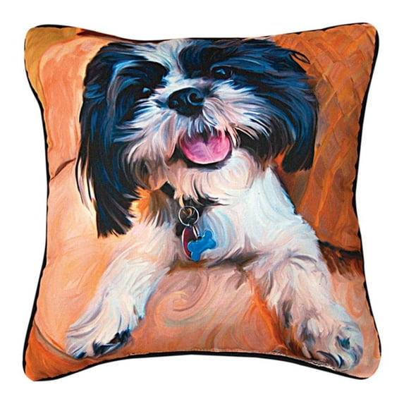 Manual Shih Tzu Baby Paws and Whiskers Decorative Square Pillow, 18-Inch