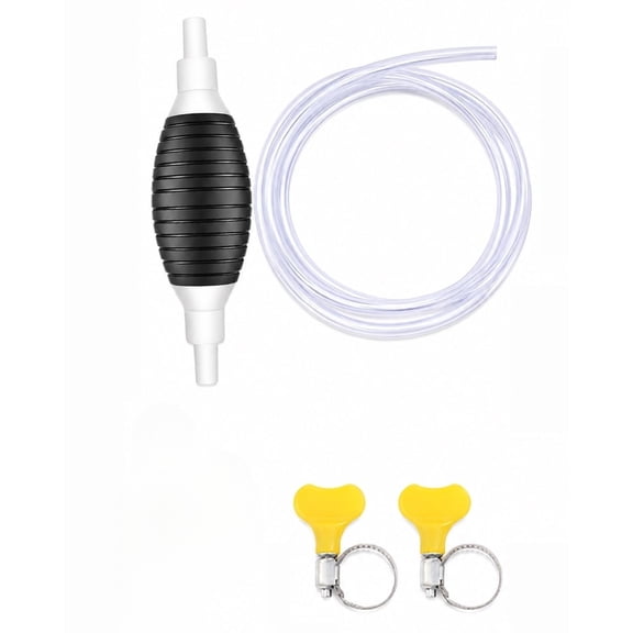 Manual Siphon Pump Kit with 1m Hose, Siphon Fuel System for Gasoline | Fluid Transfer Tool, 1/1.5/2/3 m Options, Shut-Off Valve, Rubber Bulb, 2 Clamps, for Garage, Boat & Outdoor Use
