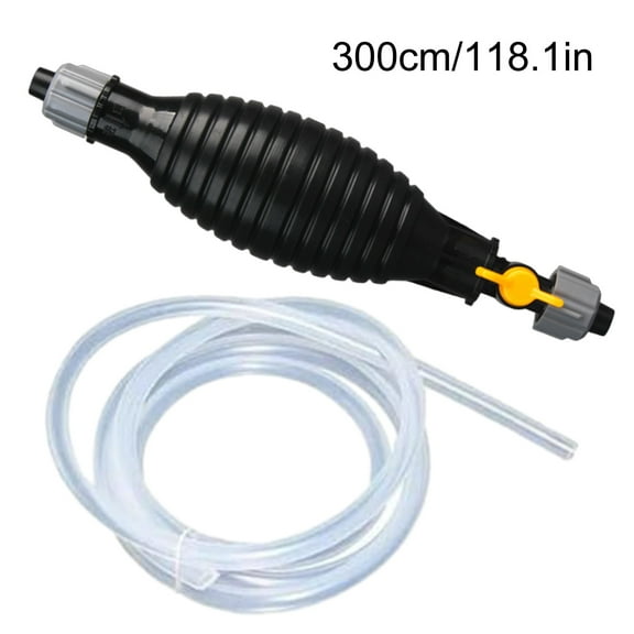 Manual Siphon Pump, Multifunctional Portable Hand Operated Pump, Yellow Rotary Control, 3m Tube, Silicone Fluid Transfer Pump for Liquids