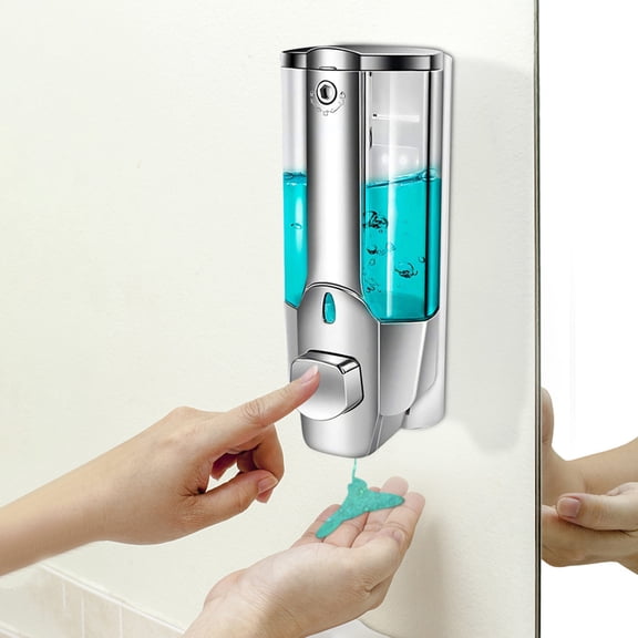 Manual Soap Dispenser | Wall Mounted Liquid Dispenser for Shampoo, Hand Sanitizer & Shower Gel | 350ml Capacity | Transparent Material for Bathroom, Kitchen & Hotel Use