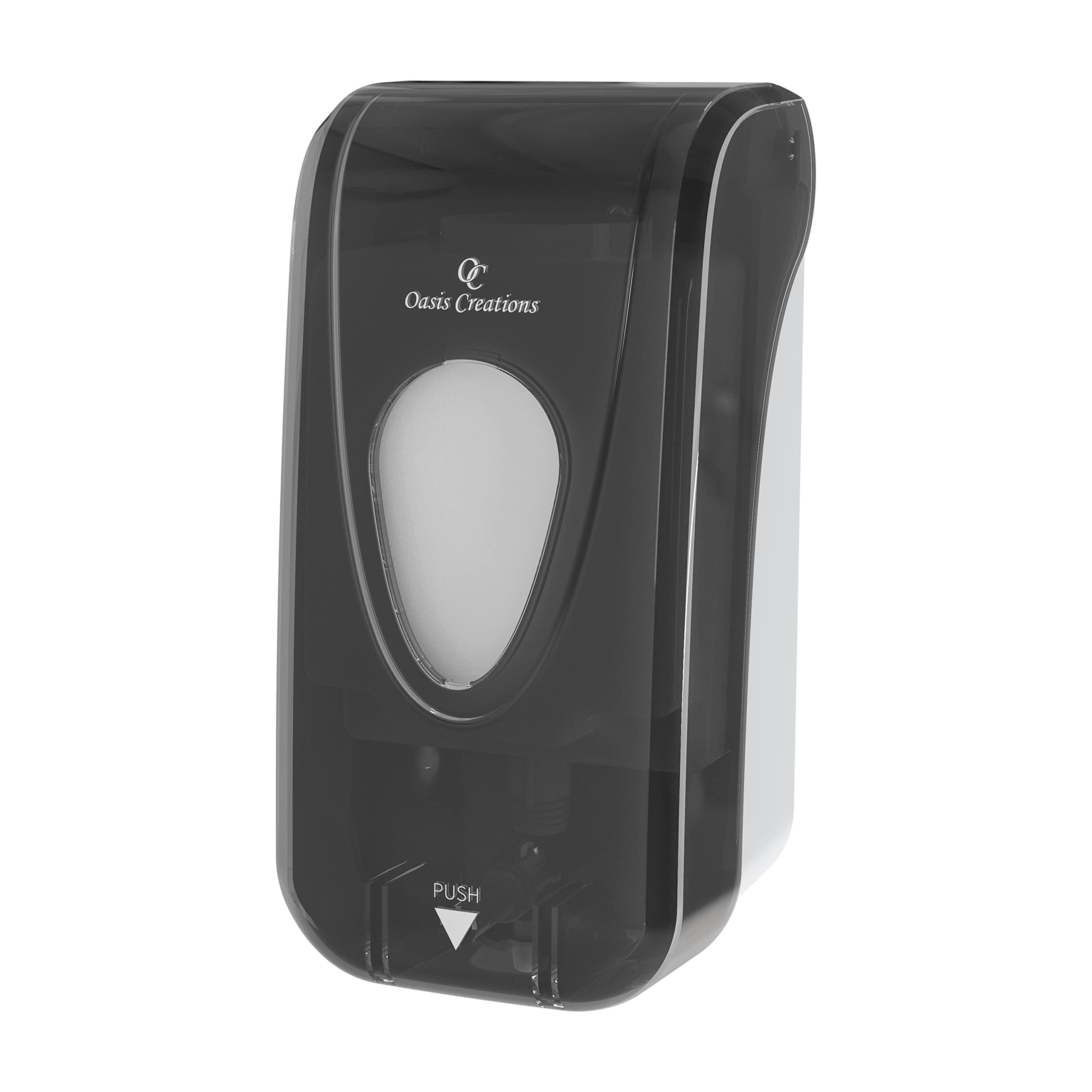 Manual Soap and Hand Sanitizer Dispenser by Oasis Creations, Soap/Lotion/Gel, Wall Mount, 1000ml/33oz. Commercial or Residential – Black Smoke - Case of 30