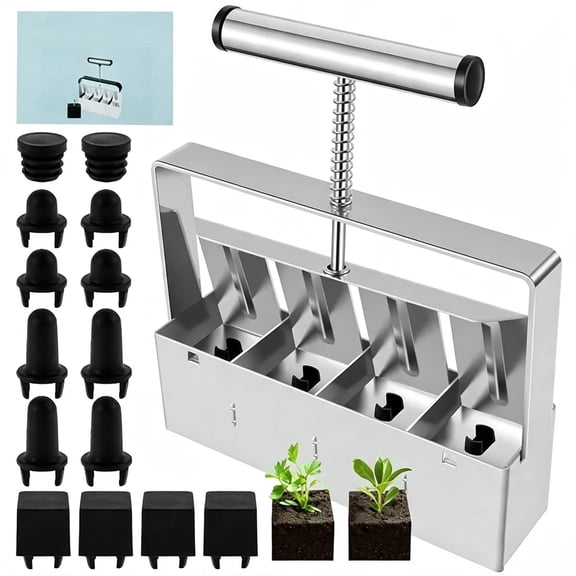 Manual Soil Blocker HandHeld Seed Starting Tool, Garden Soil Block Maker for Seedling Propagation