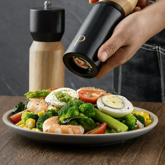 Manual Solid Wood Pepper Grinder, Sea Salt Pepper Grinder Bottle A YIWEI