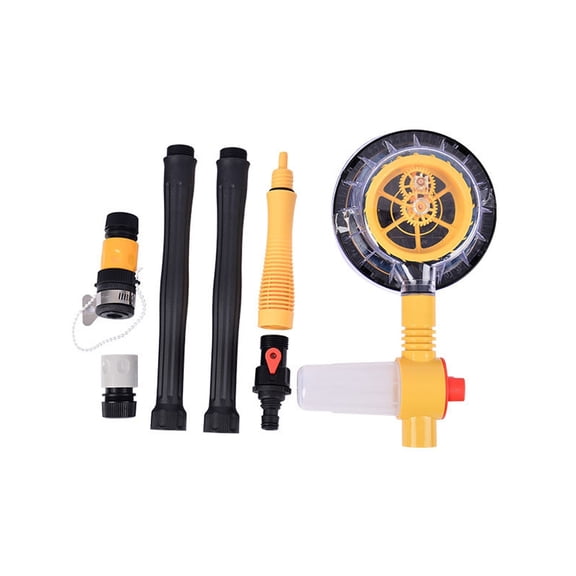 Manual Spinning Car Wash Brush with Soap Dispenser College Household Essentials | Long Handle Microfiber Mop & Exterior Car Cleaning Brush | Soap Applicator & Scrubber Tool