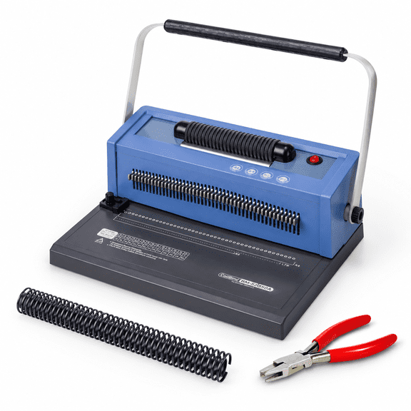 Manual Spiral Coil Binding Machine with Electric Inserter, Adjustable Margins, 46 Punch Pins