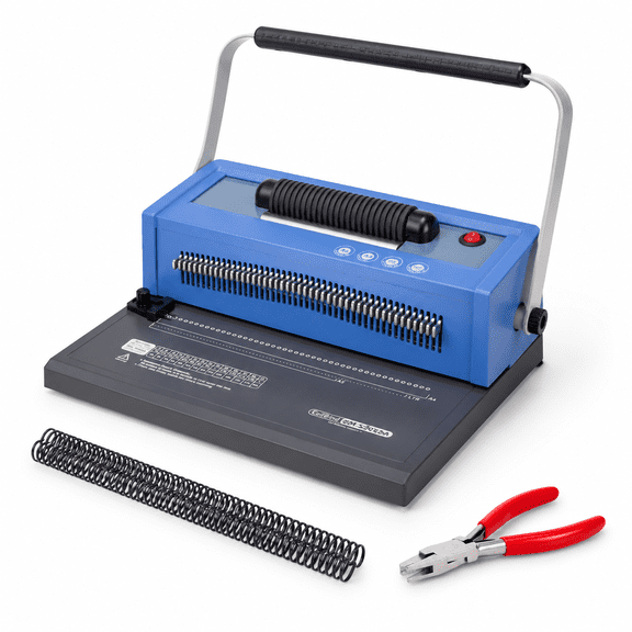Manual Spiral Coil Binding Machine with Electric Inserter, Adjustable Margins, 46 Punch Pins
