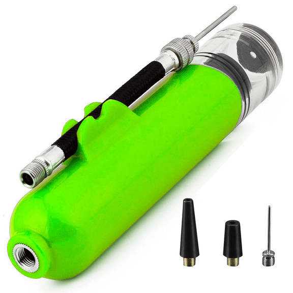 Manual Sports Ball Pump with Needle,Portable Action Ball Pump with 1 Pcs Needles and 2 Pcs Plastic Adaptor for Your Football, Basketball, Soccerball, Pilates Ball, Volleyball, Handball,(Green)