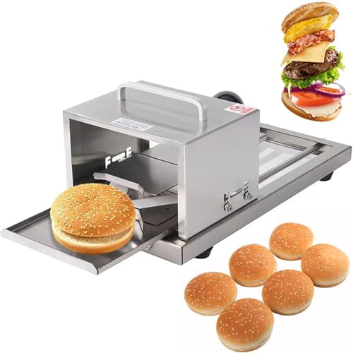 Manual Stainless Steel Bread Slicer, Commercial Burger Bun Slicer With Handle, Bread Cutter Machine With 4 Levels Adjustable Thickness, Easy To Clean