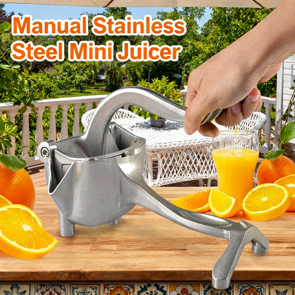 Manual Stainless Steel Citrus Press, Portable Mini Juicer for Lemon Lime Orange Grapefruit, Handheld Fruit Juice Extractor with Removable Parts, Home Kitchen Bar Tool