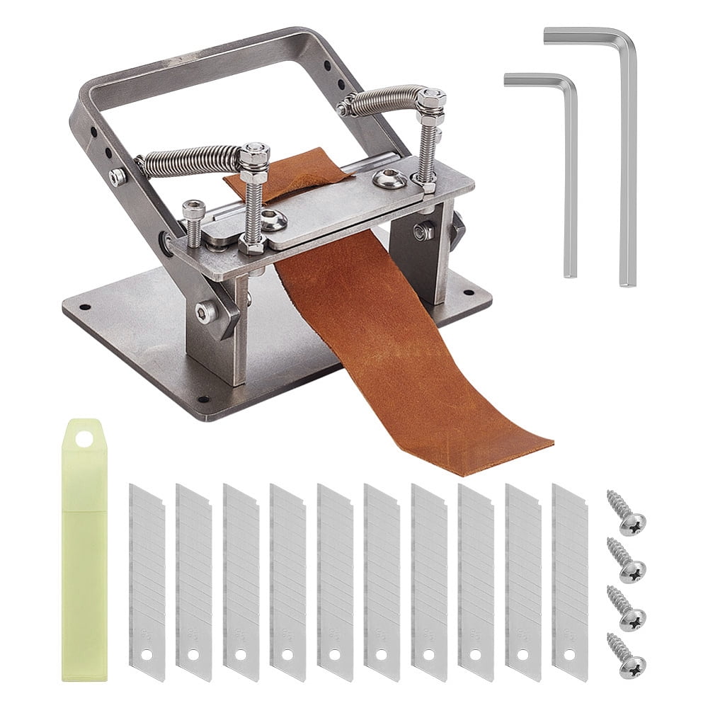 Manual Stainless Steel Leather Peeling Skiving Machine DIY with 10pcs Blades Leather Peel Working Tools Manual Leather Splitter