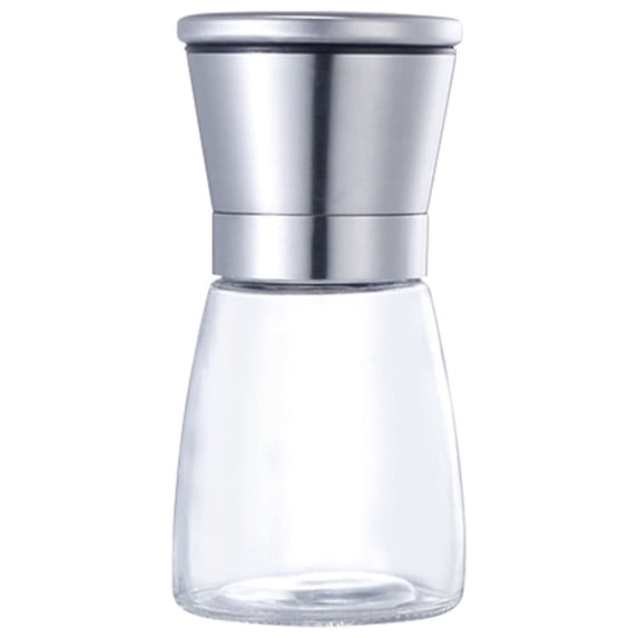 Manual Stainless Steel Pepper Grinder, Ceramic Core Mill Bottle, Spice Crusher, 180ml Glass Container, for Kitchen Seasoning, Adjustable Coarseness Mechanism