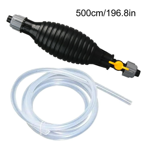 Manual Suction Siphon Pump for Gasoline, Oil, Fluids | Portable Hand Transfer Pump with Rotary Valves, Durable Yellow Design, Multi-Purpose Extraction Tool for Automotive & Industrial Use, Includes