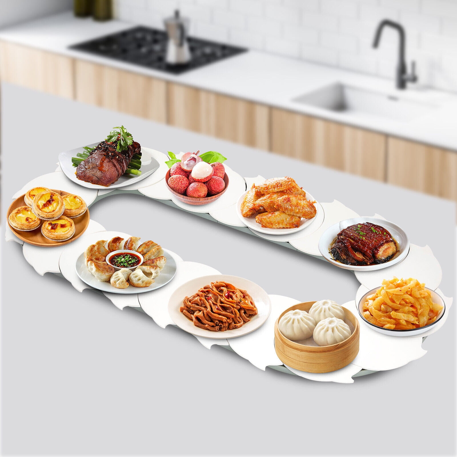 Manual Swivel Adjustable Dining Table Food Serving Train Dining Table