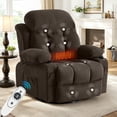 thumbnail image 1 of Legahome Swivel Rocker Recliner, 30° Rocking Recliner with Massage and Heat, 360° Rotating Glider Recliner for Nursery, 24.4in Wide Seat Velvet Home Theater Recliner for Living Room, Brown, 1 of 7