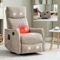 thumbnail image 1 of Leumius Manual Swivel Rocker Recliner Chair for Adults,Overstuffed Reclining Glider Chair with Vibration Massage & Heat,Upholstered Recliners with Side Pockets for Living Room,Khaki Chenille, 1 of 10