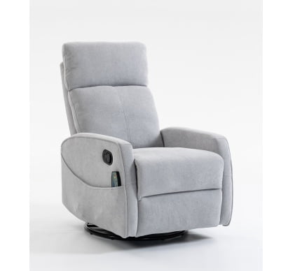 Manual Swivel Rocking Recliner for Adults, Small Plush Wall Hugger Reclining RV Chair, Glider Swivel Recliner Chair with Foot Rest for Nursery, Living Room and Small Places