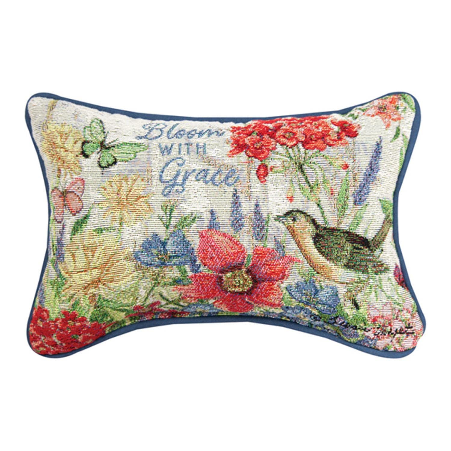 Bloom With Grace Multicolor Floral and Bird Pillow