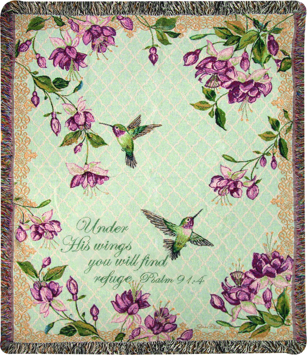Ruby's Among The Fuchsia's Cotton Tapestry Throw Blanket