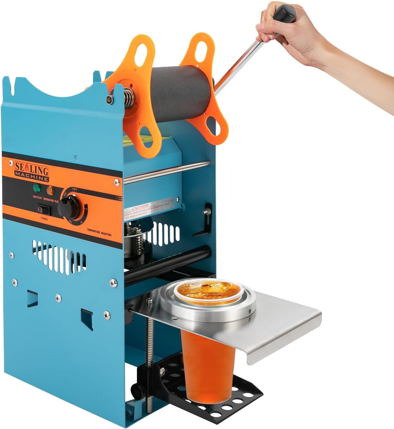 Manual Tea Cup Sealer Machine, Blue Electric Cup Sealing Machine, 90 ...