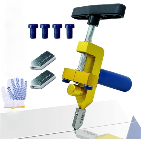 Manual Tile Cutter, 2 in 1 Glass Tile Cutter Hand Tool with Glass Breaking Pliers, Mirror Cutting Kit with 3 Tungsten Steel Blade for Home DIY Cutting Glass, Mirror, Ceramic Tile, Glazed Tiles