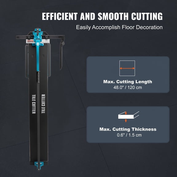 Manual Tile Cutter,48",Porcelain Ceramic Tile Cutter with Tungsten Carbide Cutting Wheel,Infrared Positioning,Anti-Skid Feet,Durable Rails for professional installers or beginners