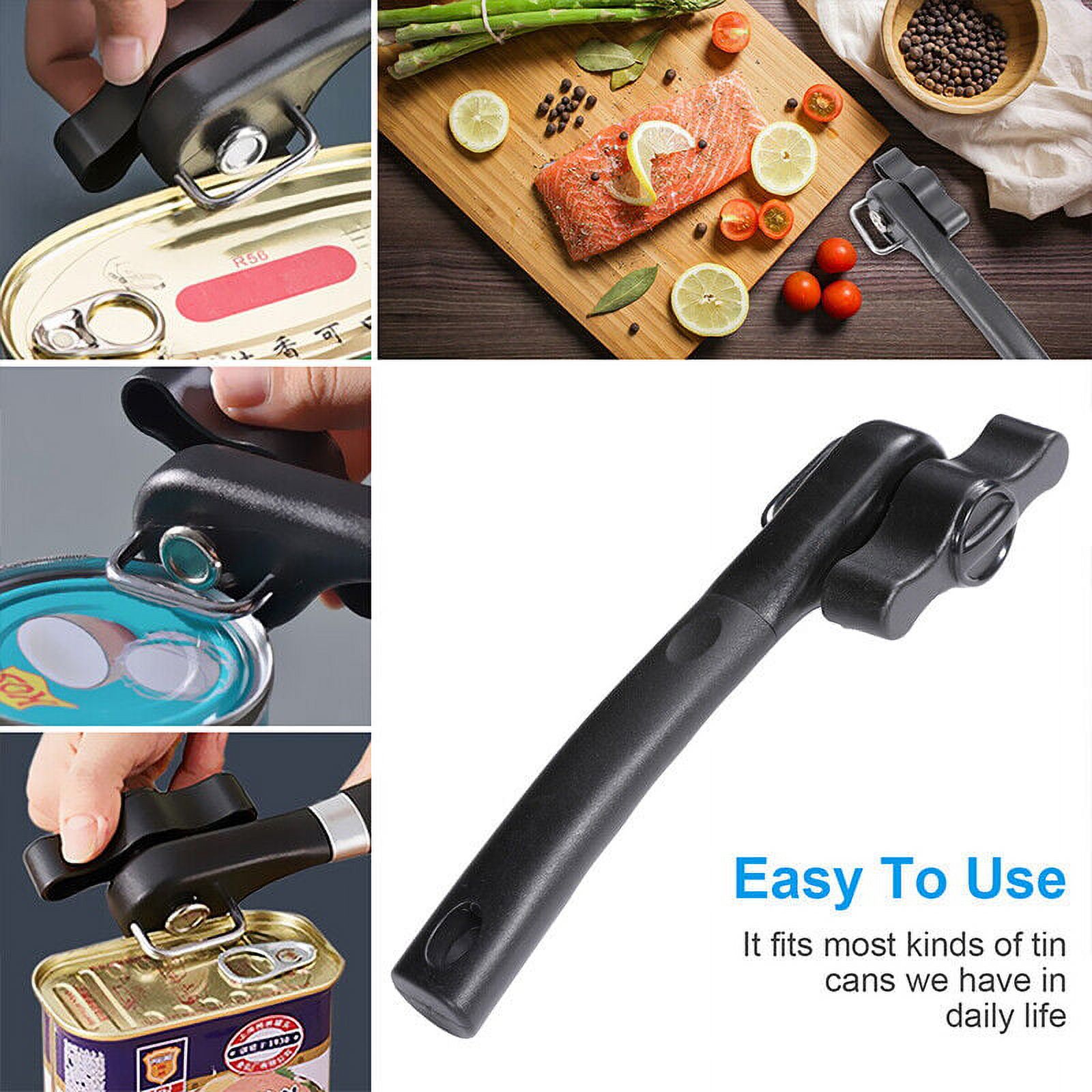 Manual Tin Can Opener Safe Cut Lid Smooth Edge Side Stainless Steel