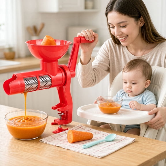 Manual Tomato Juicer Table Clamp Fruit Puree Maker with Ergonomic Hand Crank Fine Mesh Filter Portable Food Strainer for Home Kitchen Canning Sauce Making