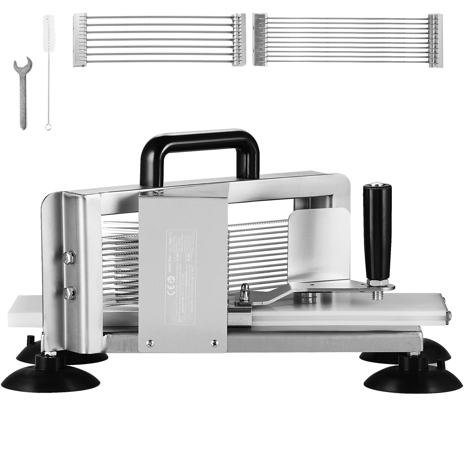 Manual Tomato Slicer with Interchangeable 1/4", 3/8", 3/16" Blades, 420J1 Steel, Suction Feet, for Commercial Kitchen