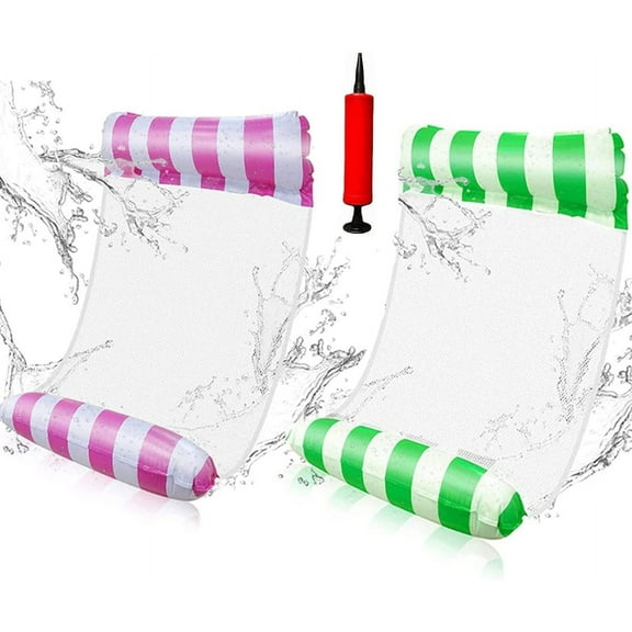 Inflatable Hammock Pool, 4-in-1 Multi-Use Hammock Floating Bed, Foldable Swimming Pool Float, Inflatable Hammock Pool Float (2 Pack)