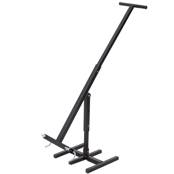 Manual Trash Compactor for Kitchen, Garden, Restaurant, Office; Touchless Waste Recycling Hand Tool, Portable Bin Squasher with Adjustable Height Max for 170 Gallon Bin, Black Steel