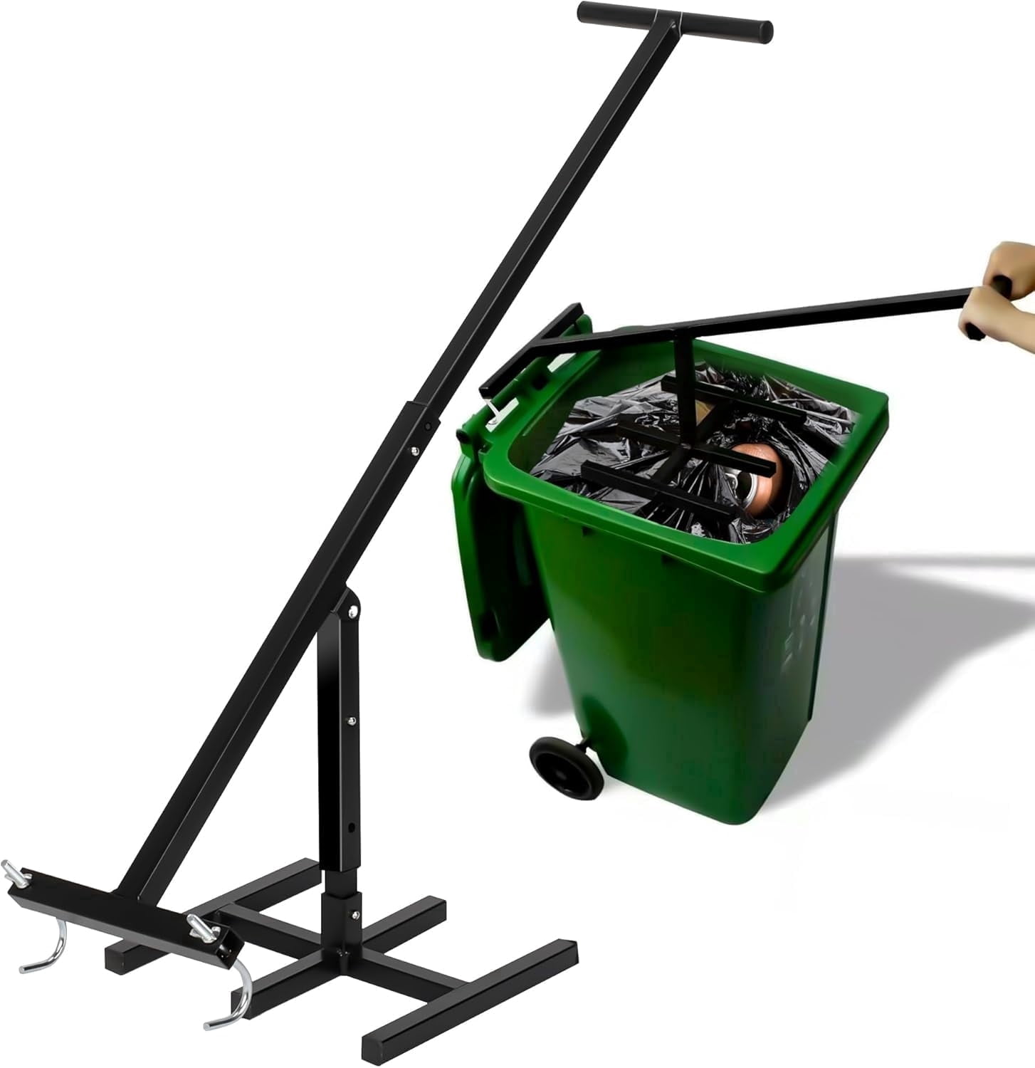 Wastech Compactor Rails AOBAIWO 145 Gallon Wheeled Outdoor Kitchen Steel Trash Can with Manual ...