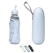 Travel Umbrella with Capsule Case, UPF 50+ UV Protection Lightweight 9oz 5-Fold Windproof Mini Pocket Umbrella  (Light Blue)