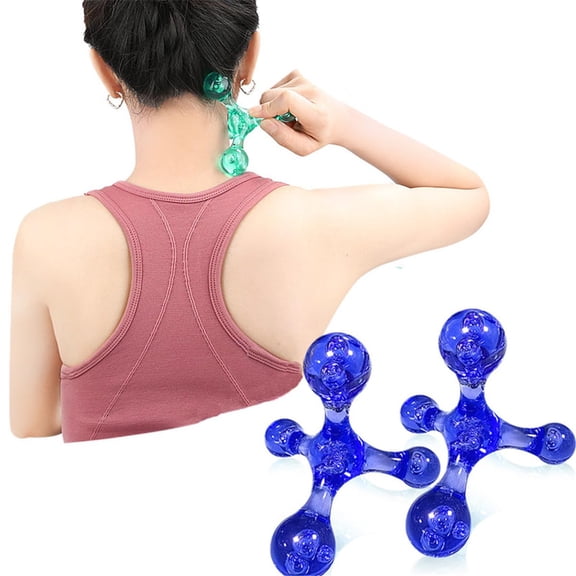 Manual Trigger Point Massage Tool, 2 Pcs 4 Knob Massager Deep Tissue Manual Massager Pressure Point Palm Massage Tool Handheld Back Massagers for Muscle Pain Stress Relief (Blue)