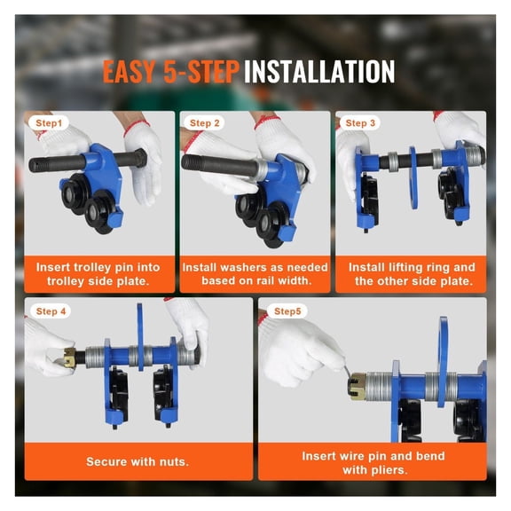 Manual Trolley 2200 Lbs I-Beam, 1 Ton Push Beam Trolley with Dual Wheels, Adjustable 2.5-7" Flange Width, Heavy Duty Alloy Steel Hoist