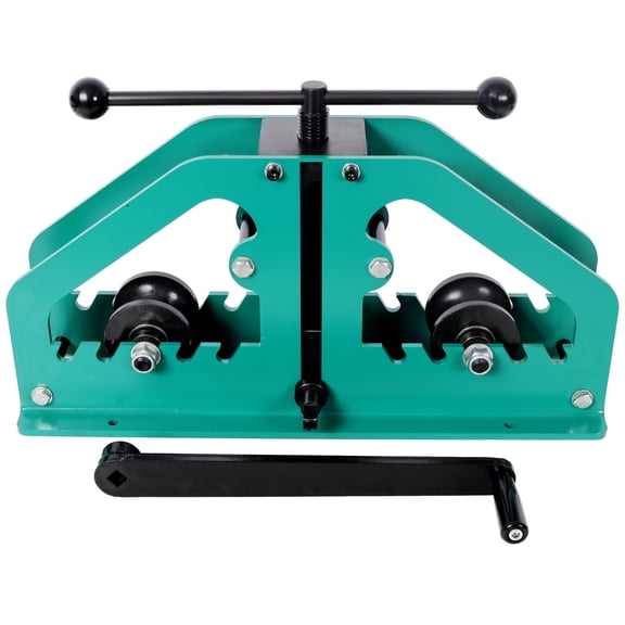 Manual Tube Roller Bender with 3 Dies for Round Pipe, Pipe Rolling Machine for Workshop, Green Steel Compact Design