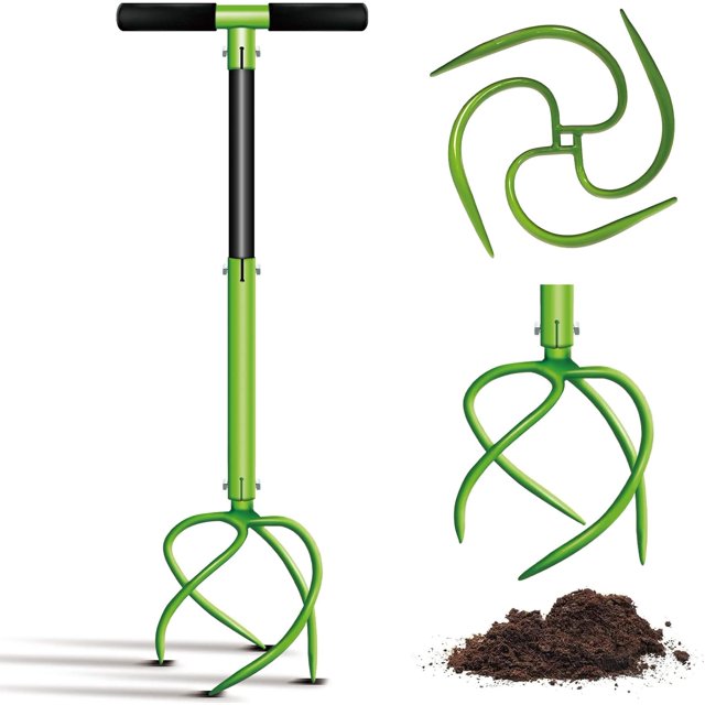 Manual Twist Tiller, Adjustable Height Tiller, Heavy Duty Garden Claw Cultivator with Long