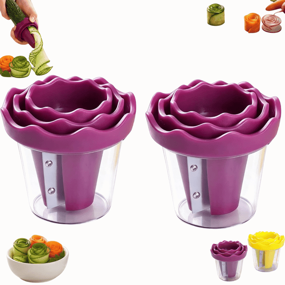 Manual Vegetable Spiralizer and Curler for Rose Flower Carving Stainless Steel Multifunctional Peeler Carrot Cucumber Rose Garnishing Slicer Tool Kitchen Gadget