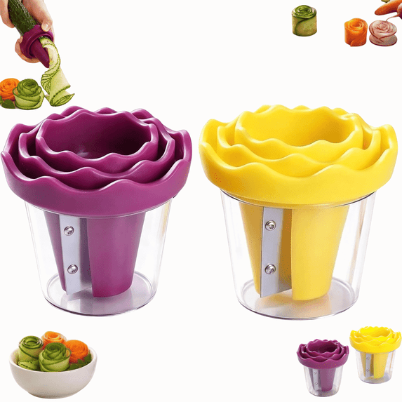 Manual Vegetable Spiralizer and Curler for Rose Flower Carving Stainless Steel Multifunctional Peeler Carrot Cucumber Rose Garnishing Slicer Tool Kitchen Gadget
