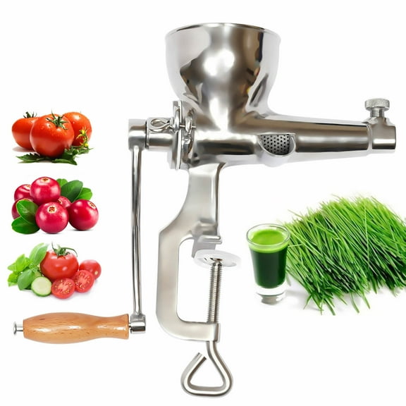 Manual Wheatgrass Juicer, Portable Crank Wheatgrass Extractor, Stainless Steel Hand Fruit& Vegetables Squeezer