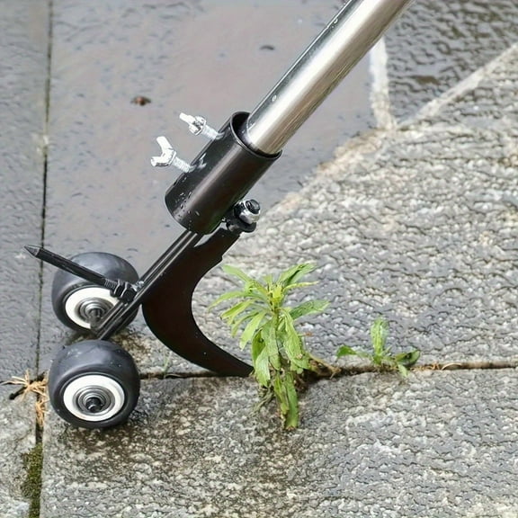 Manual Wheeled Weeder Tool - Adjustable Rolling Metal Design for Lawns & Driveways - No Power Needed - Ergonomic Handle for Easy Weed Removal
