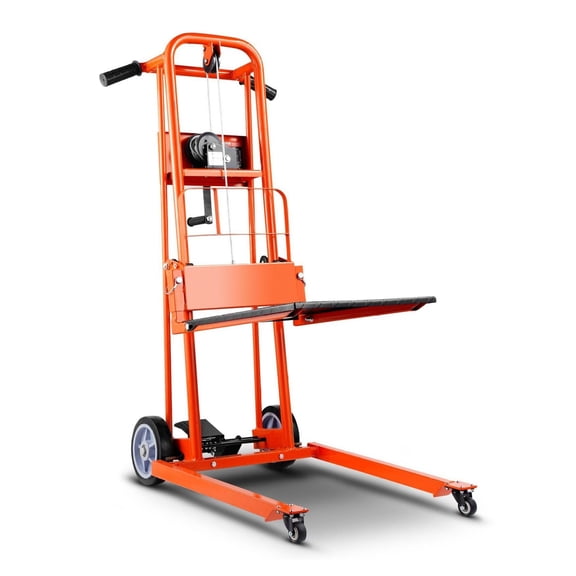 Manual Winch Stacker 330lbs Capacity, Pallet Truck Dolly, 42.9in Lift Height, Heavy Duty Material Lift, Warehouse Equipment with Swivel Casters