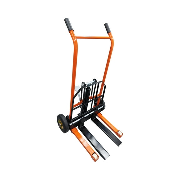 Manual Winch Stacker Material Lift 440lbs Capacity Hydraulic Lifting Hand Truck
