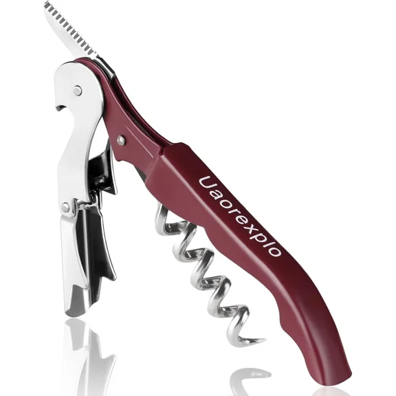 Manual Wine Opener, Foldable Server Wine Key, Double Hinged Corkscrew With Foil