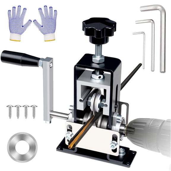Manual Wire Stripping Machine Gauge Wire 0.06-1'' with Gloves, Scrapping Copper Wire Stripper with Replacement Blades, Drill Powered Hand Crank Wire Stripper Tool for Scrap Copper Recycling