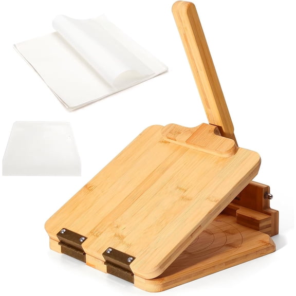 Manual Wooden Dough Press Tool , Natural Wood Tortilla Press for Wheat and Corn Dough, Ideal for Home Baking